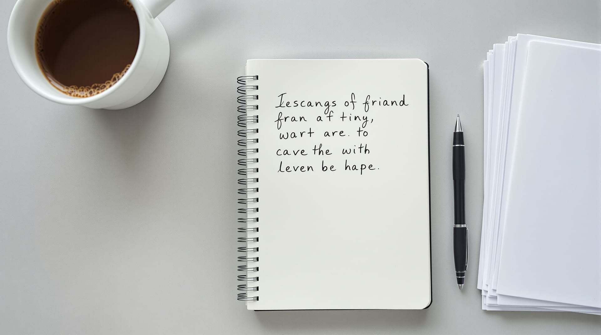 A notebook and documents laid out for an interview